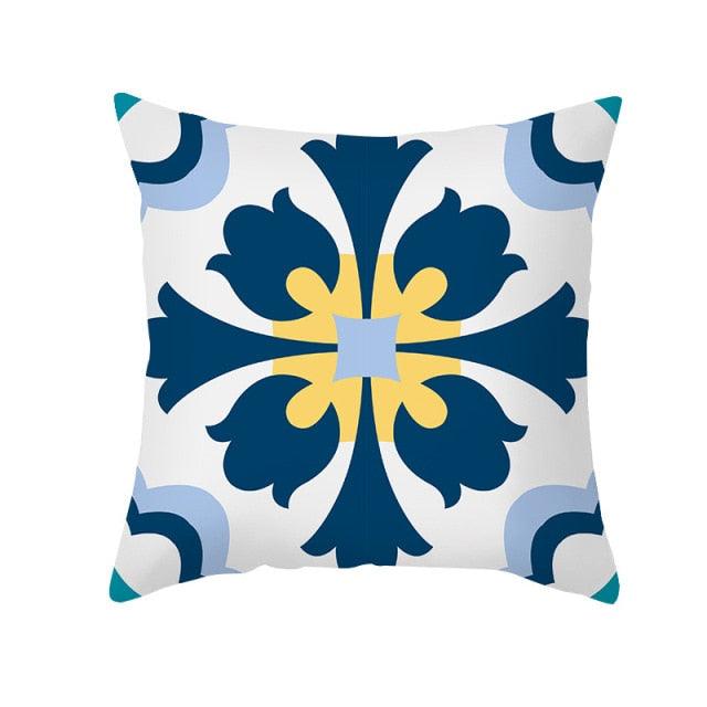Ethnic Floral Patterns Sofa Cushion Cases Nordic Geometric Simple Blue Modern Decorative Throw Pillow Case Cushion Case For Room Bedroom Pillows Case Bohemian Decor Home Pillows 45x45CM