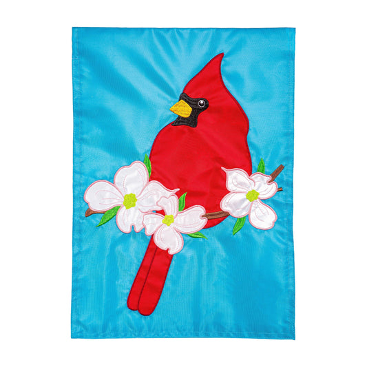 Cardinal With Dogwood Basic Applique Garden Flag