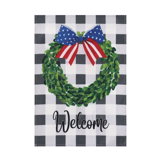 Boxwood Plaid Garden Burlap Flag