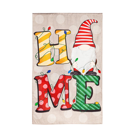 Home Gnome House Burlap Flag