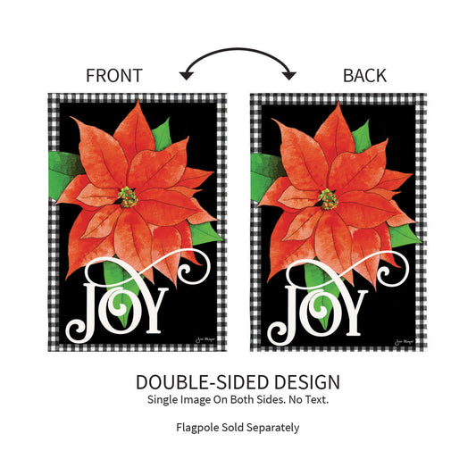 Joy Poinsettia Burlap Garden Flag