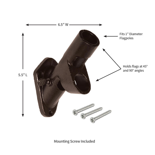 2-Position Cast Iron House Flag Bracket, Bronze