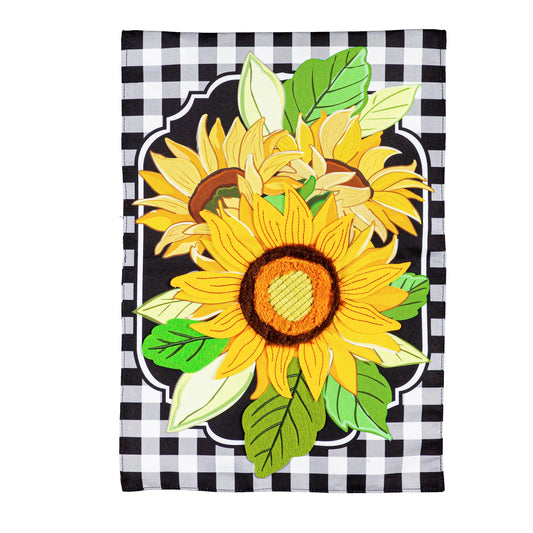 Sunflowers and Checks Garden Linen Flag