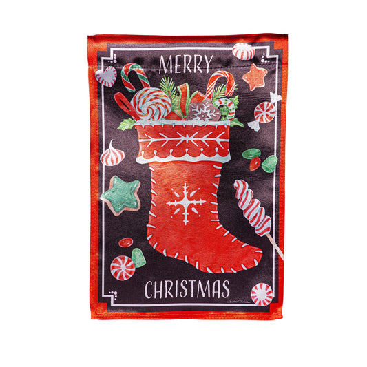 Merry Christmas Stocking Lustre Garden Flag