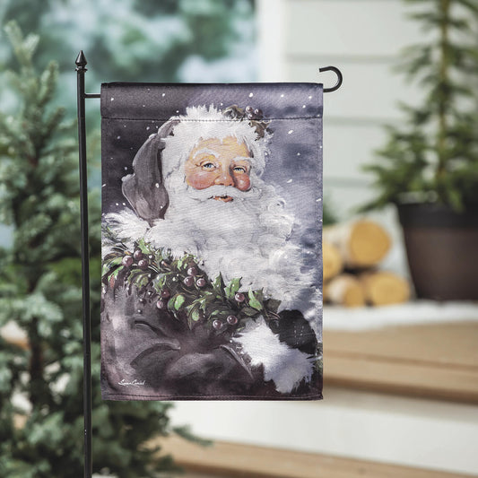 Santa in the Winter Lustre Garden Flag