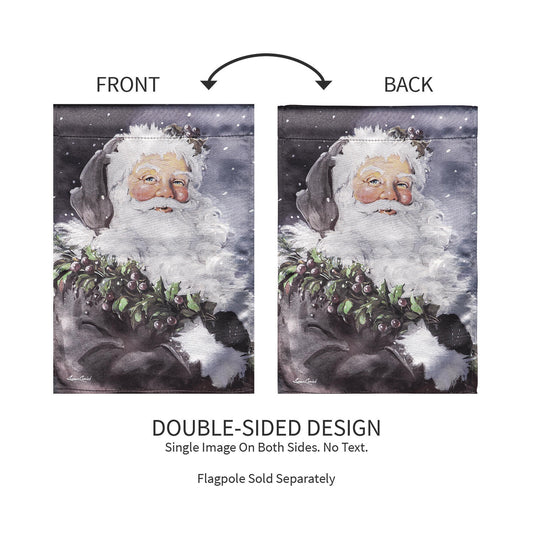 Santa in the Winter Lustre Garden Flag