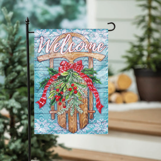 Welcome Sled Moire Garden Flag