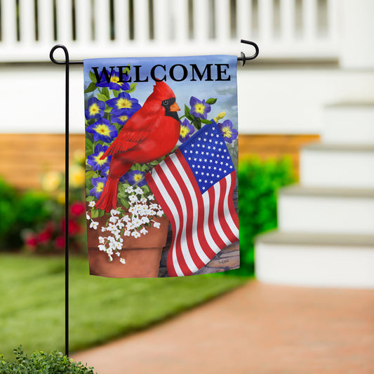 Cardinal Glory Suede Garden Flag