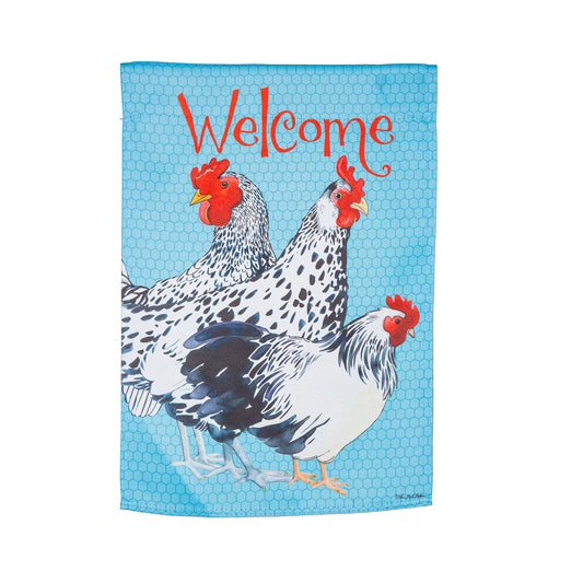 Chickens Suede Garden Flag