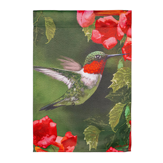 Hummingbird Closeup Suede Garden Flag
