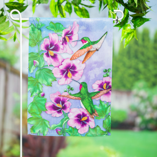 Hummingbird & Hibiscus Suede Garden Flag