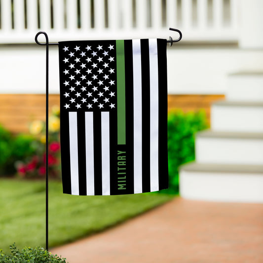 Military Thin Green Line Garden Suede Flag