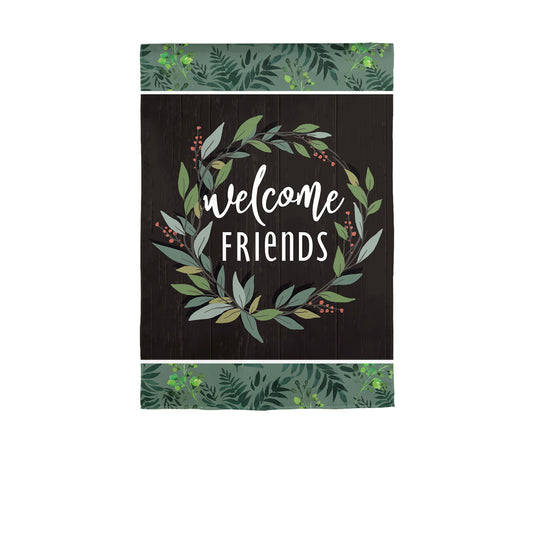 Welcome Friends Suede Garden Flag