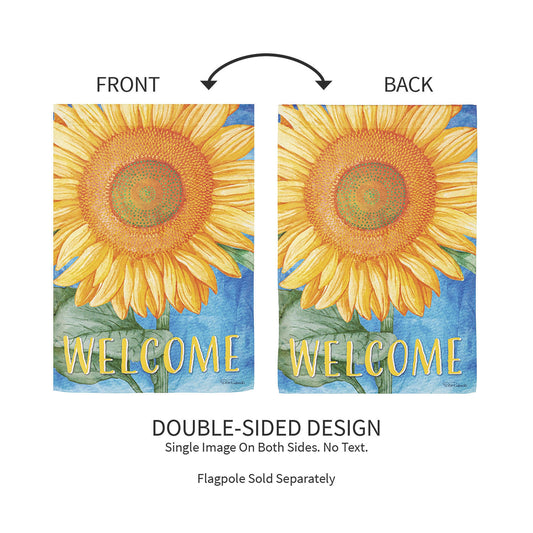 Welcome Sunflower Suede Garden Flag