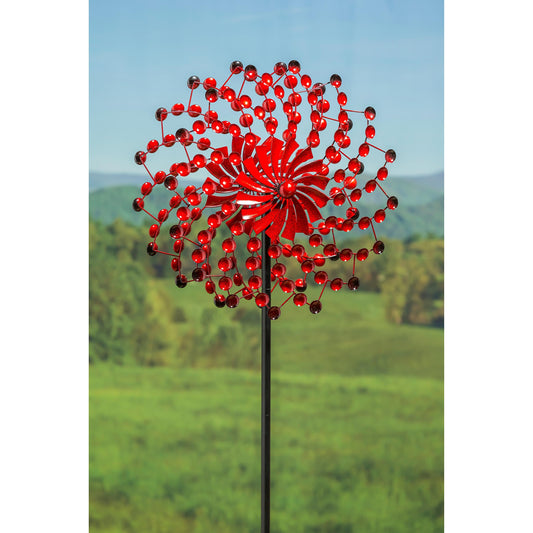 75"H Wind Spinner, Crimson Bubbles