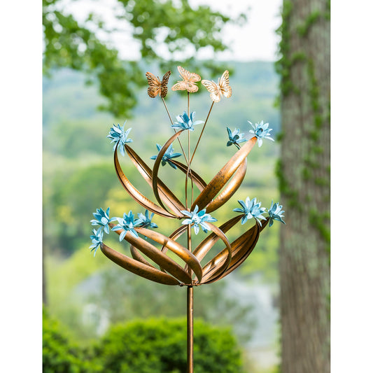84" H Wind Spinner, Butterfly Swirls and Flower Motions