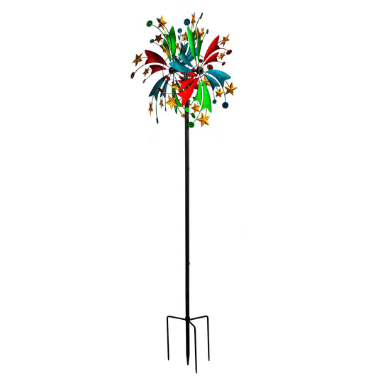 Metal Wind Spinner, Multi Colored Celestial, 75"H