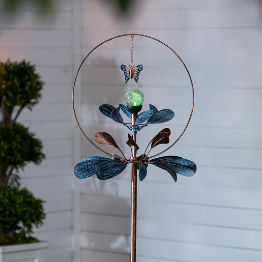 Solar Metal Wind Spinner, Sphere Flower, 87"H