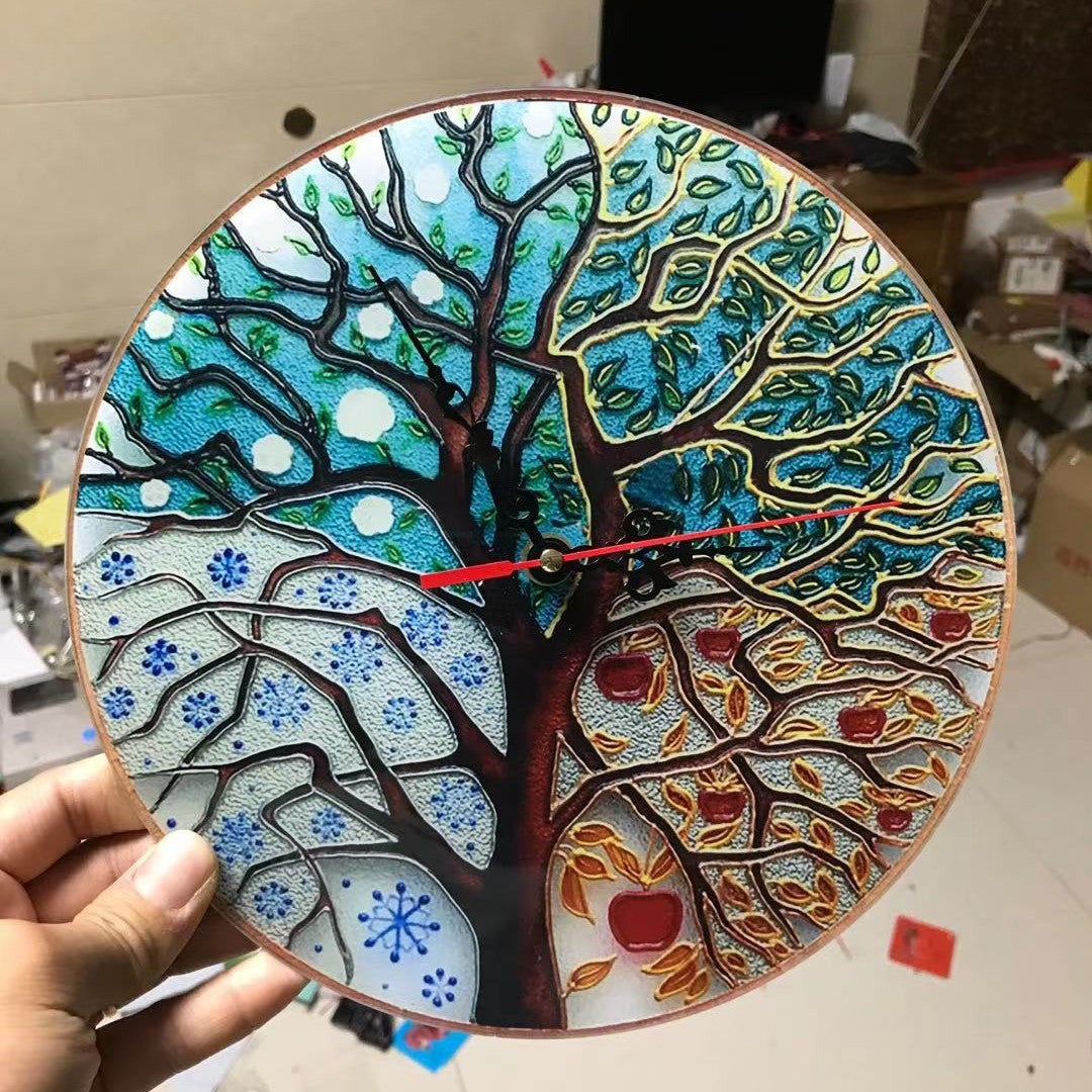 Retro Four-Season Life Tree Decorative Wall Clock
