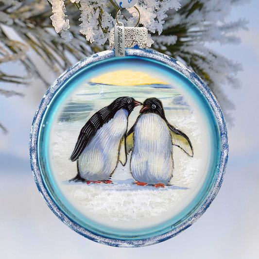 Penguins Glass Ornament by G. DeBrekht - Wildlife Holiday Decor - 764-015