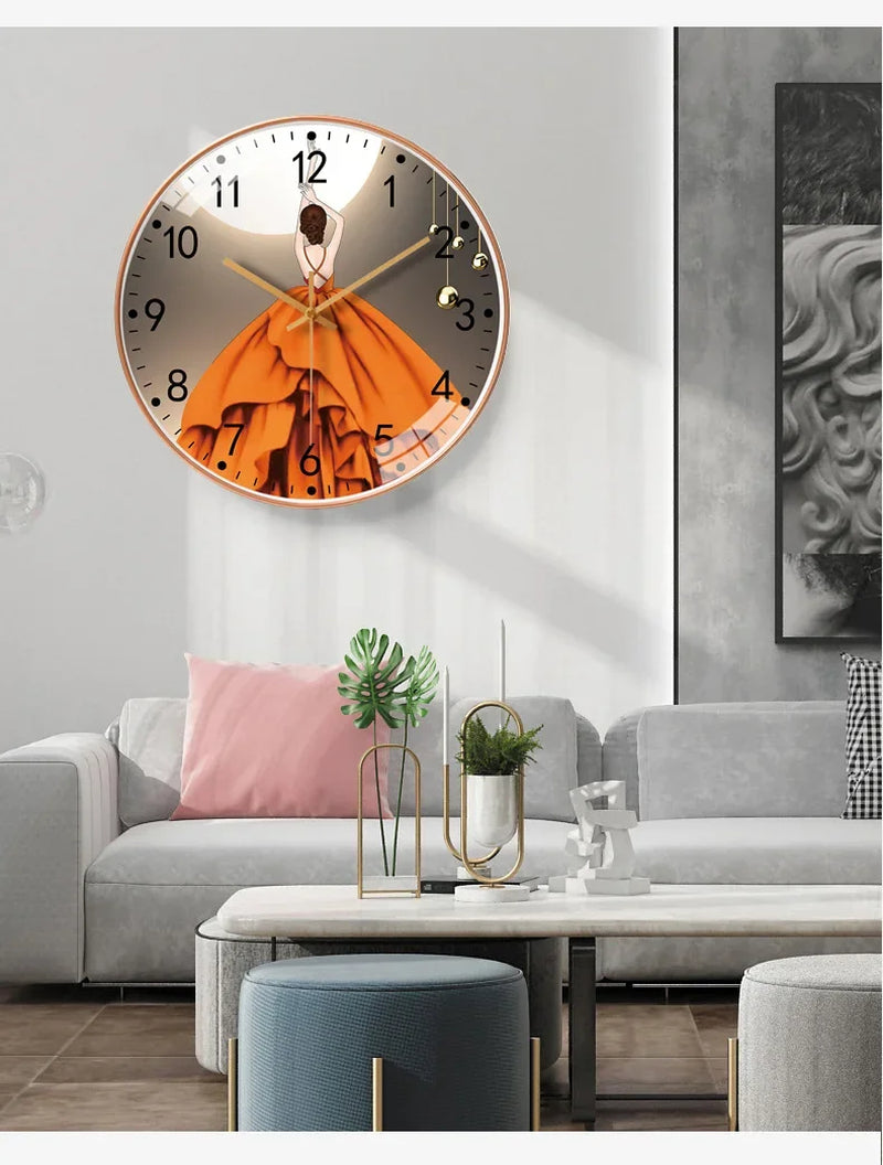 20Cm Wall Clocks Hanging Clock Bed Room Living Room Wall Clock with Silent Mechanism Battery Operated Wall Watch Decor Clocks