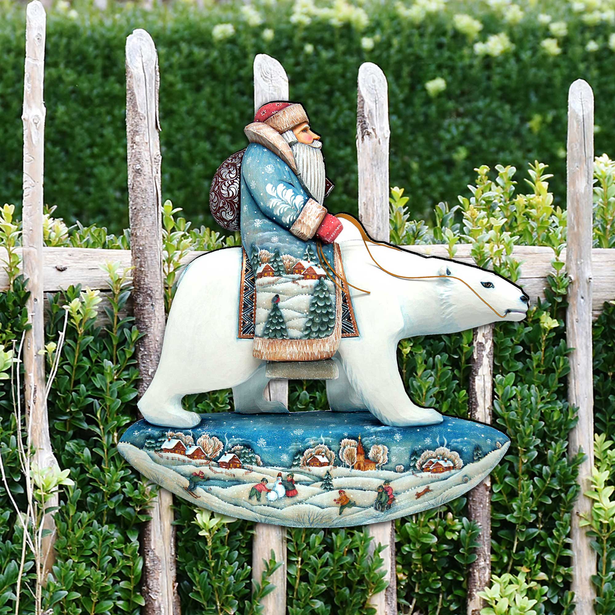 Santa On Polar Bear Christmas Door Decor by G. DeBrekht - Christmas Santa Snowman Decor - 8116382H