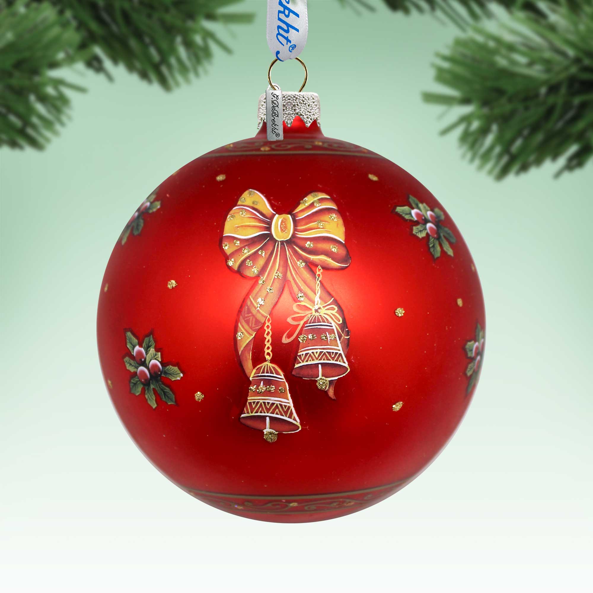 Regal Nativity Lg Glass Ornament in Red by G.Debrekht - Christmas Decor - 73928R