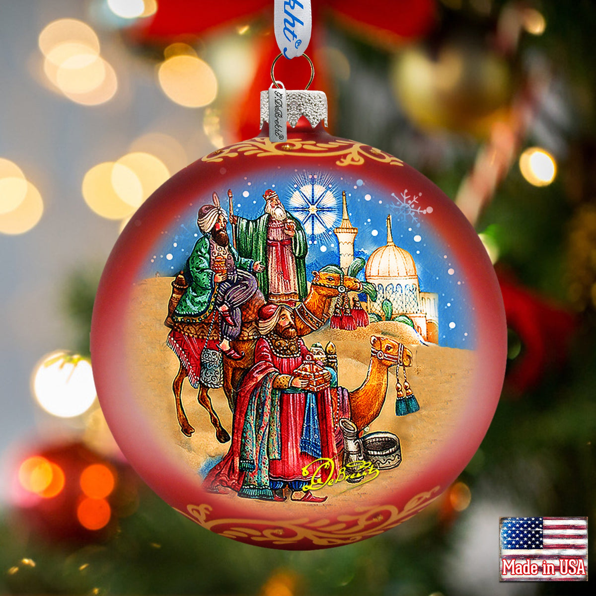 Three Kings Ball Glass Ornament by G. DeBrekht - Nativity Holiday Décor - 73551