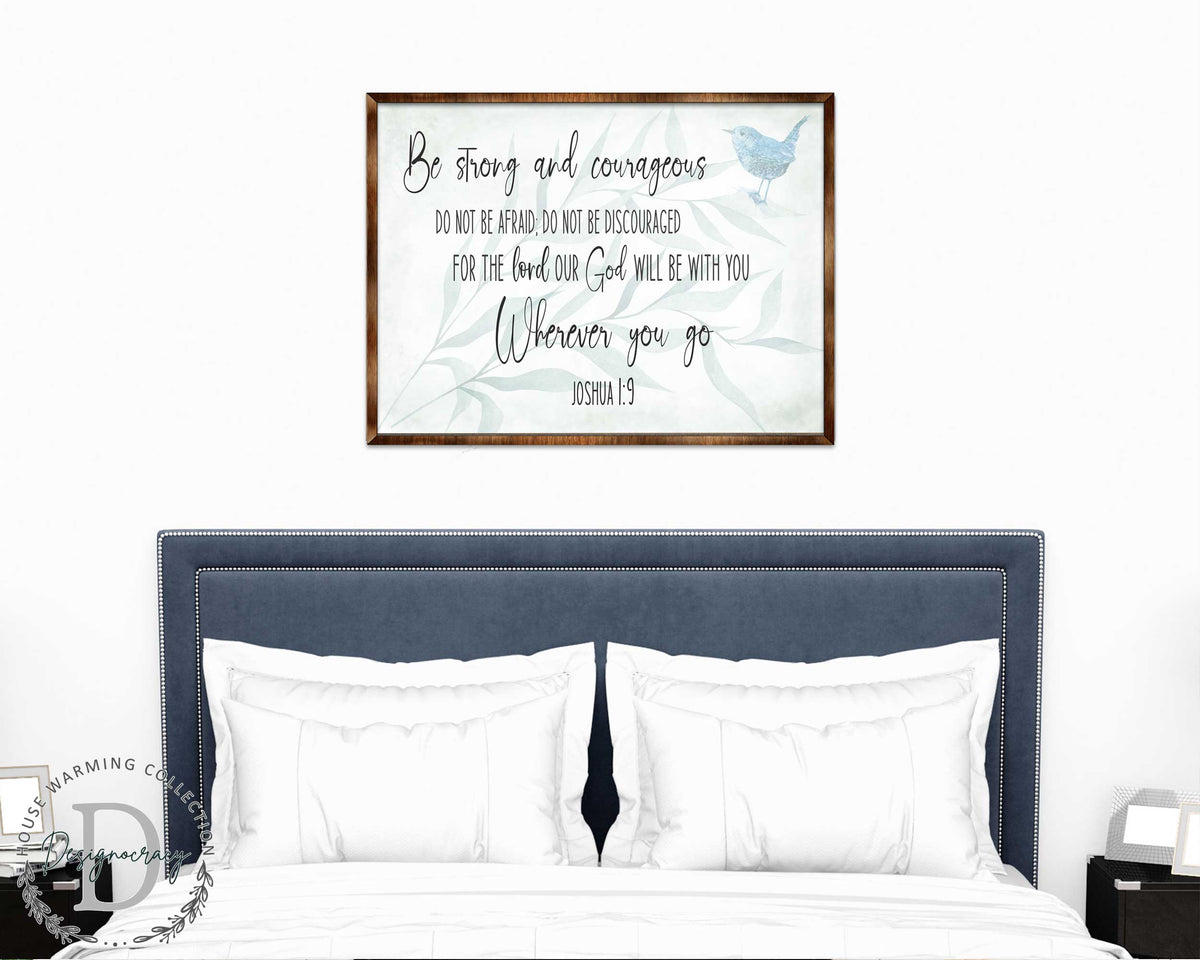 Be Strong and Courageous - God Will Be With You - Wooden Christian Art - Contemporary Sign - Living Room Decor - Joshua 1:9 - Inspirational Wall Art - 310331