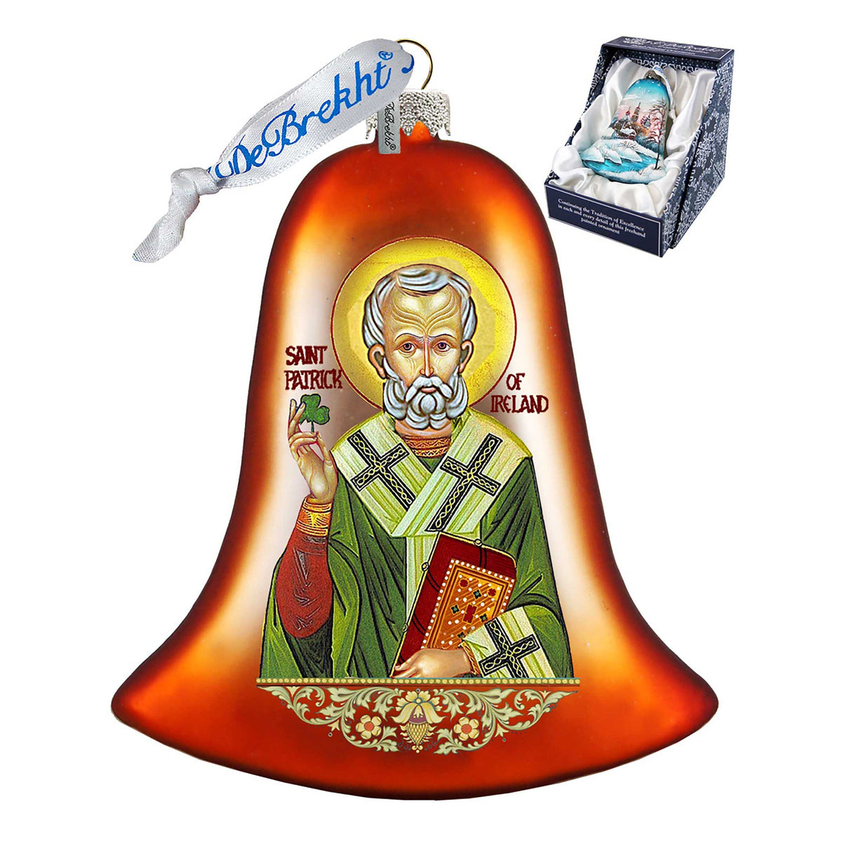 Saint Patrick Glass Ornament by G. DeBrekht - Celtic Decor - 752-060