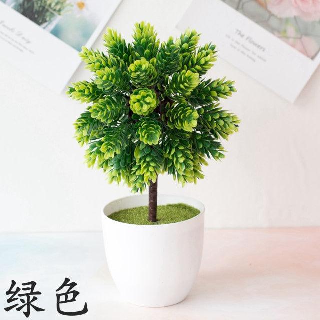Fake Flowers Potted Ornaments 15x26cm Small Tree Potted Home Hotel Garden Decor Bonsai Artificial Home Decor