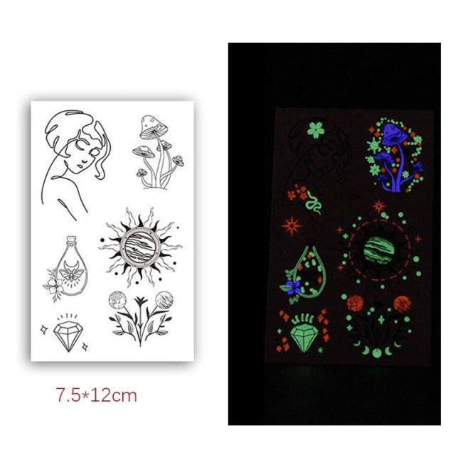 Fashion Luminous Sticker Tattoos Waterproof Temporary Different Luxury Tattoos For Womens Mens Kids
