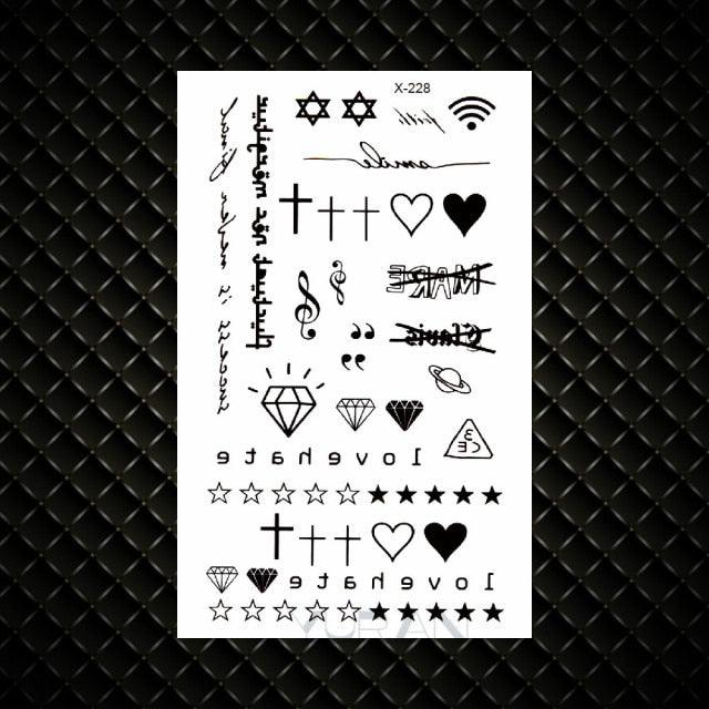 Fashion Small Sexy Black Temporary Waterproof Tattoo Cute Star Heart Tattoos Sticker Body Finger Tattoo For Kids Womens