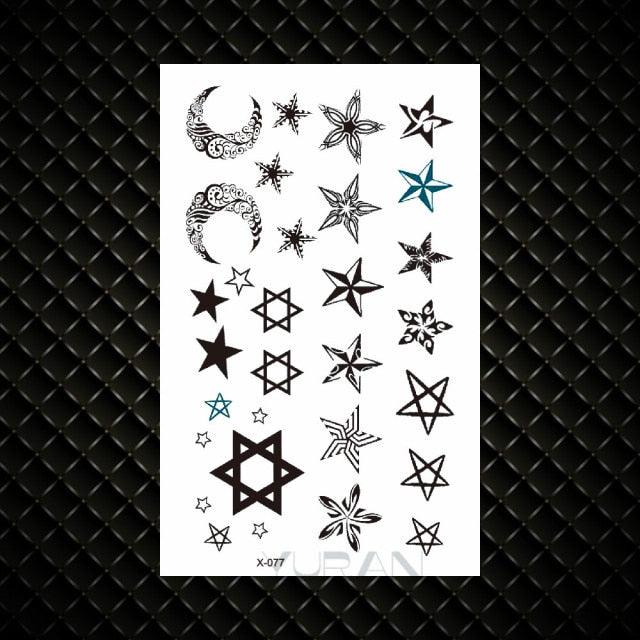 Fashion Small Sexy Black Temporary Waterproof Tattoo Cute Star Heart Tattoos Sticker Body Finger Tattoo For Kids Womens