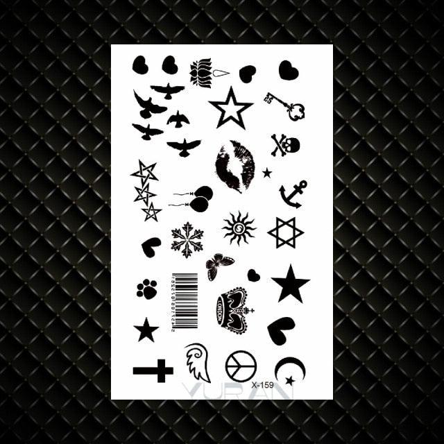 Fashion Small Sexy Black Temporary Waterproof Tattoo Cute Star Heart Tattoos Sticker Body Finger Tattoo For Kids Womens