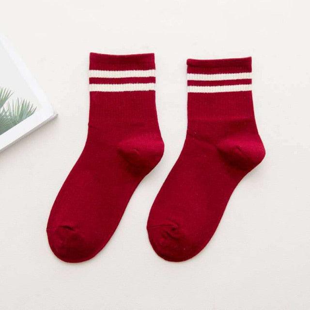 Fashion Socks Cotton Rainbow Color Black And White Christmas Gift Classic Warm Casual Tide Harajuku Funny Cute Pop Korean Socks Short Socks For Men And Women