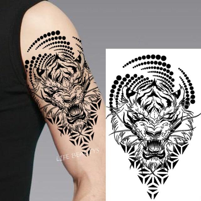 Fashion Temporary Sticker Tiger Tattoo Waterproof Removable Realistic Body Tatoo For Mens