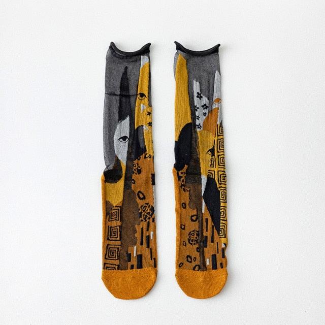 Fashion Women Socks New Spring Summer Mesh Thin Long Printed Socks Women Casual Breathable Fresh Flower Socks Korea Style Color Thin Socks For Women