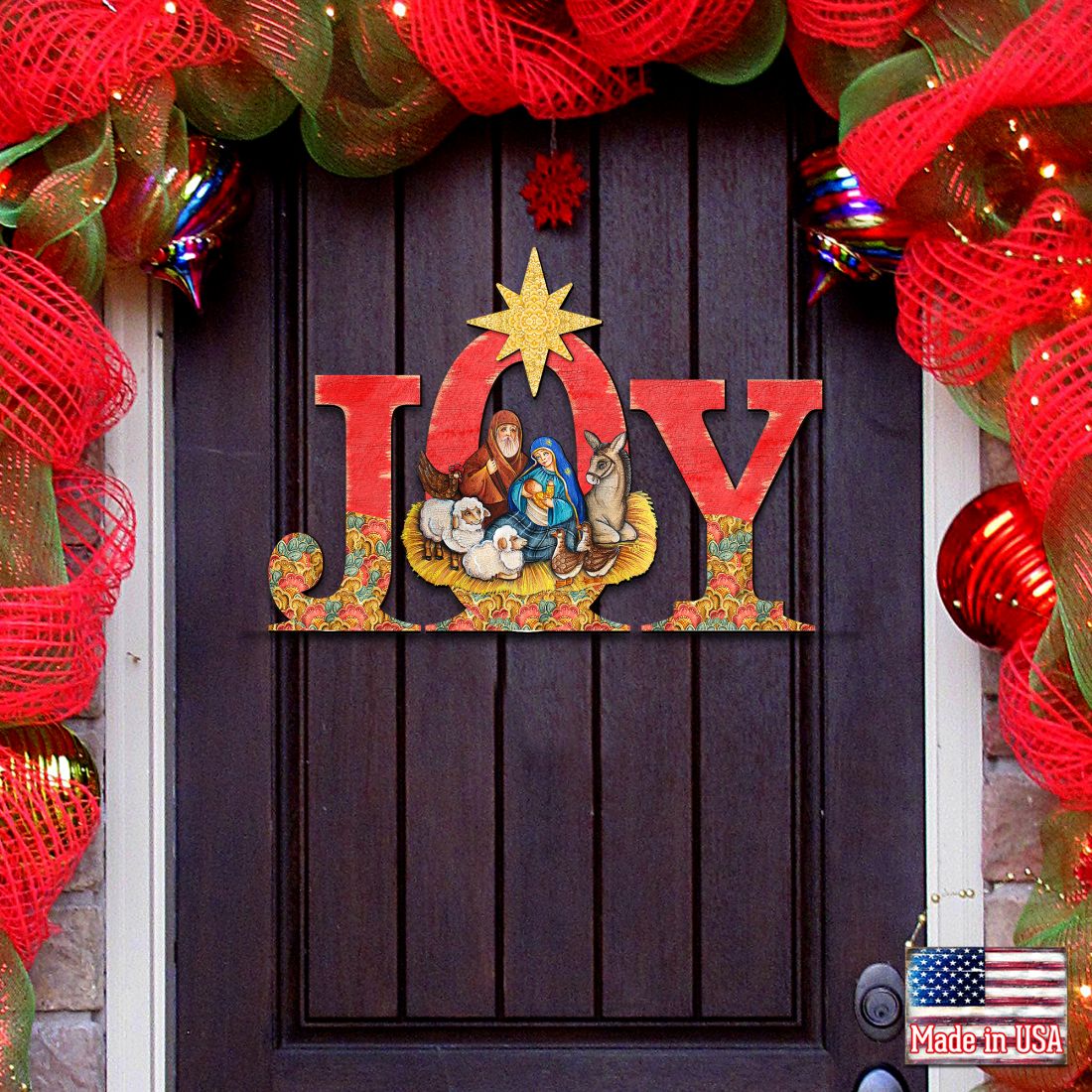 Joy Nativity Christmas Nativity Door Decor by G. DeBrekht - Nativity Holiday Decor - 8121454H