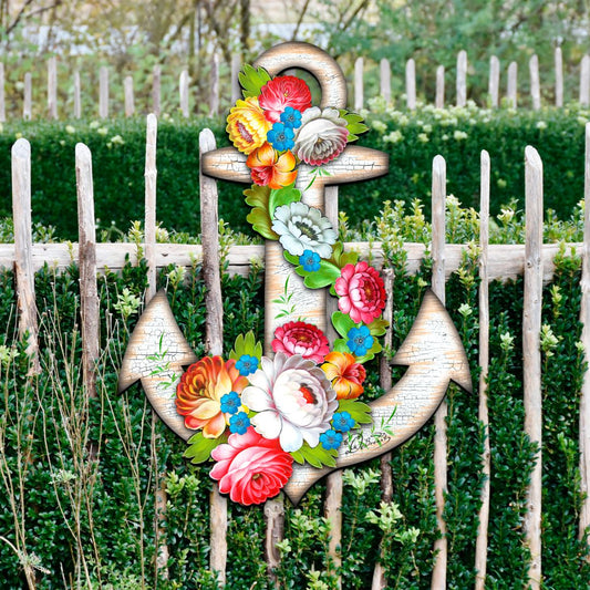 Vintage Floral Heart Coastal Door by G. DeBrekht - Coastal Holiday Decor - 8198521-4H