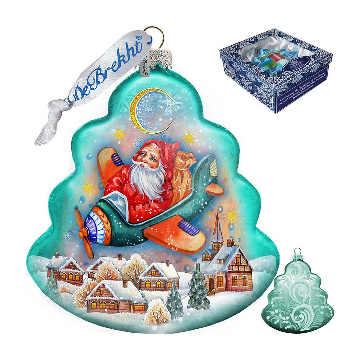Christmas Aviator Glass Ornament by G. DeBrekht - Christmas Santa Snowman Decor - 762-017