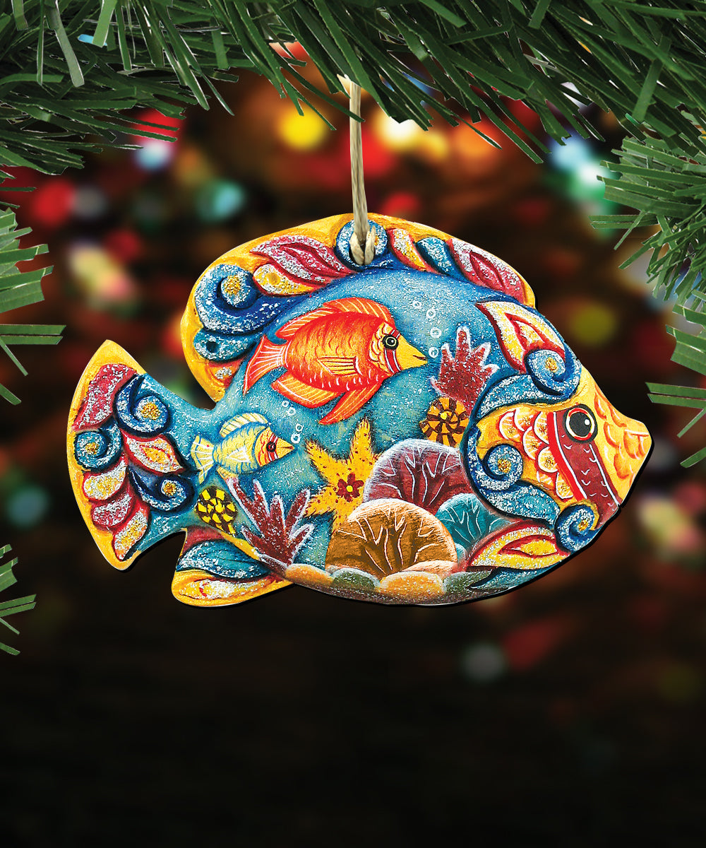 Coastal Wooden Ornaments Set of 3 by G. DeBrekht - Coastal Holiday Decor - 8100035S3