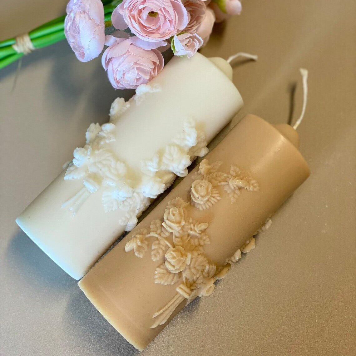 Floral Pillar Candle