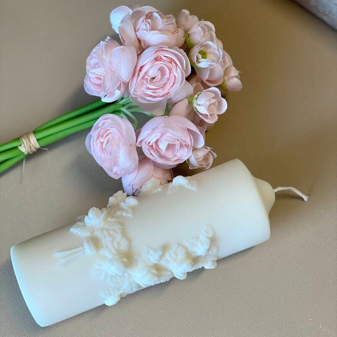 Floral Pillar Candle