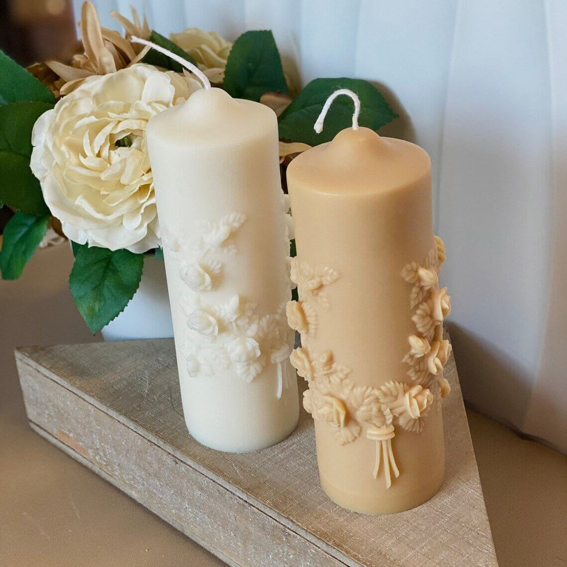 Floral Pillar Candle