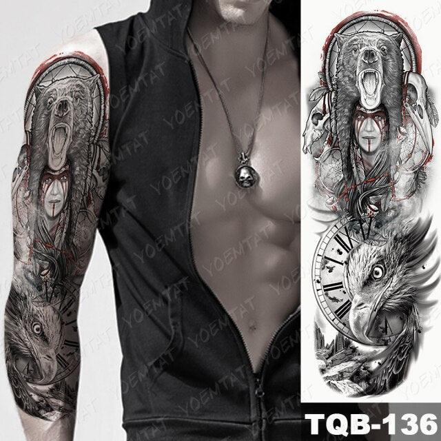 Full Women Man Realistic Waterproof Temporary Tattoo Tiger Stickers Luxury Big Design For Arm Thigh