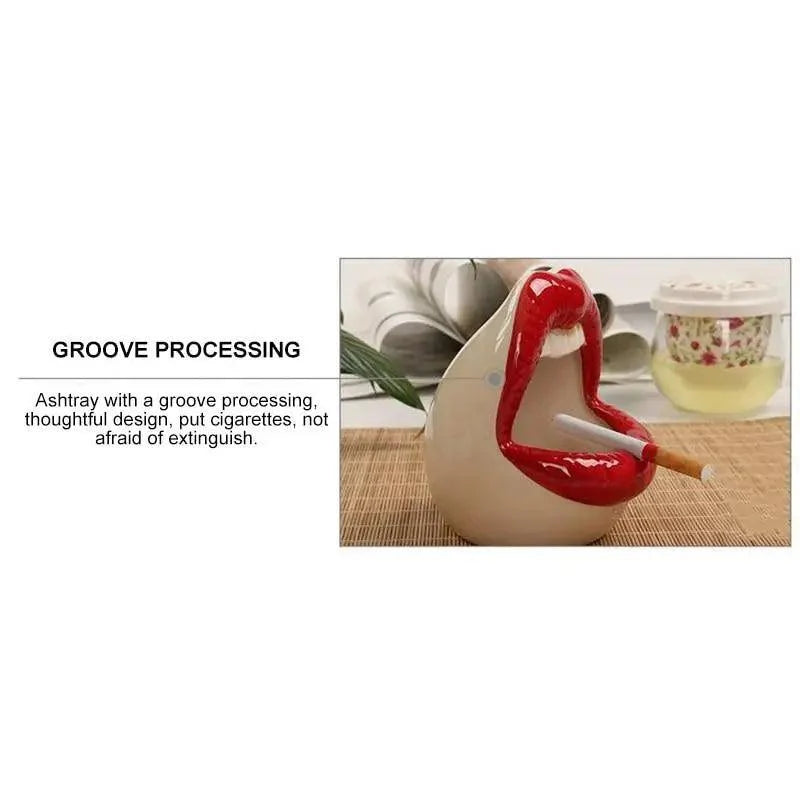 Funny Creative Ceramic Cartoon Lips Ashtray Gift for Home - Trendy Mouth  Mini Ashtray for Boyfriend