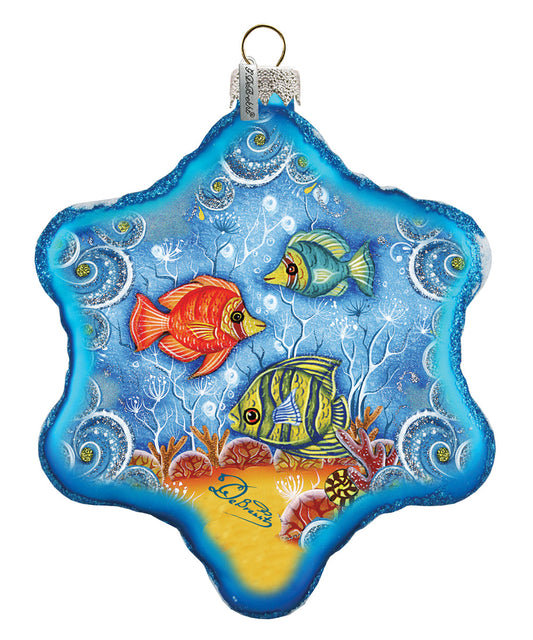 Starfish Snowflake Glass Ornament, Wildlife Wildlife Decor - 754-002 by G. DeBrekht Coastal