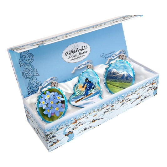 Arctic Mercury Glass Ornaments Set of 3 by G. DeBrekht - Wildlife Holiday Decor - 770114S3