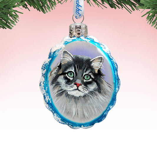 Siberian Forest Cat Mercury Glass Ornament by G. DeBrekht - Pets Dog and Cats Décor - 774015
